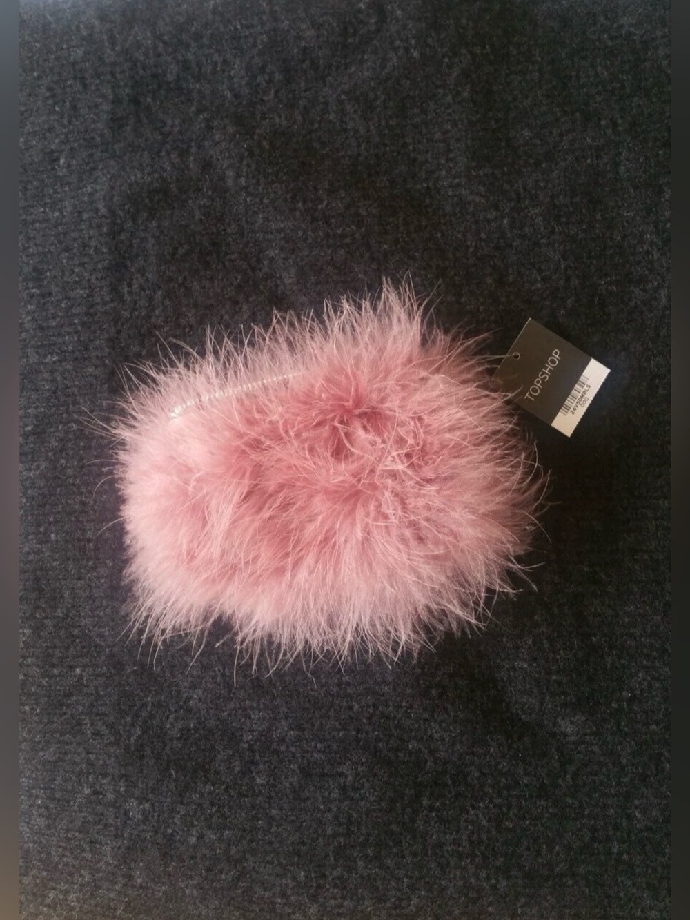 TOPSHOP FluffyPink Genuine Feather Zip Card Case Coin Purse Key Pouch Clutch Bag